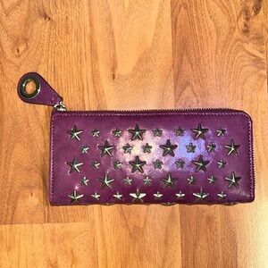Authentic Jimmy Choo Burgundy Leather Star Zippy Wallet
